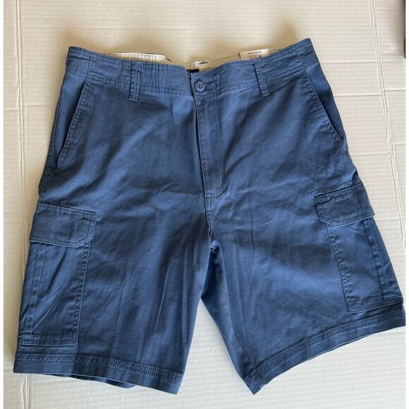 NWT George Men's Cargo Casual Blue Zip Fly Belt Loop Cotton Blend Shorts Size 32 - Picture 1 of 10